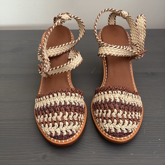 Ulla Johnson RARE Deia High Block Heel Sandal Woven Ankle Strap Natural EU40 - Picture 3 of 16